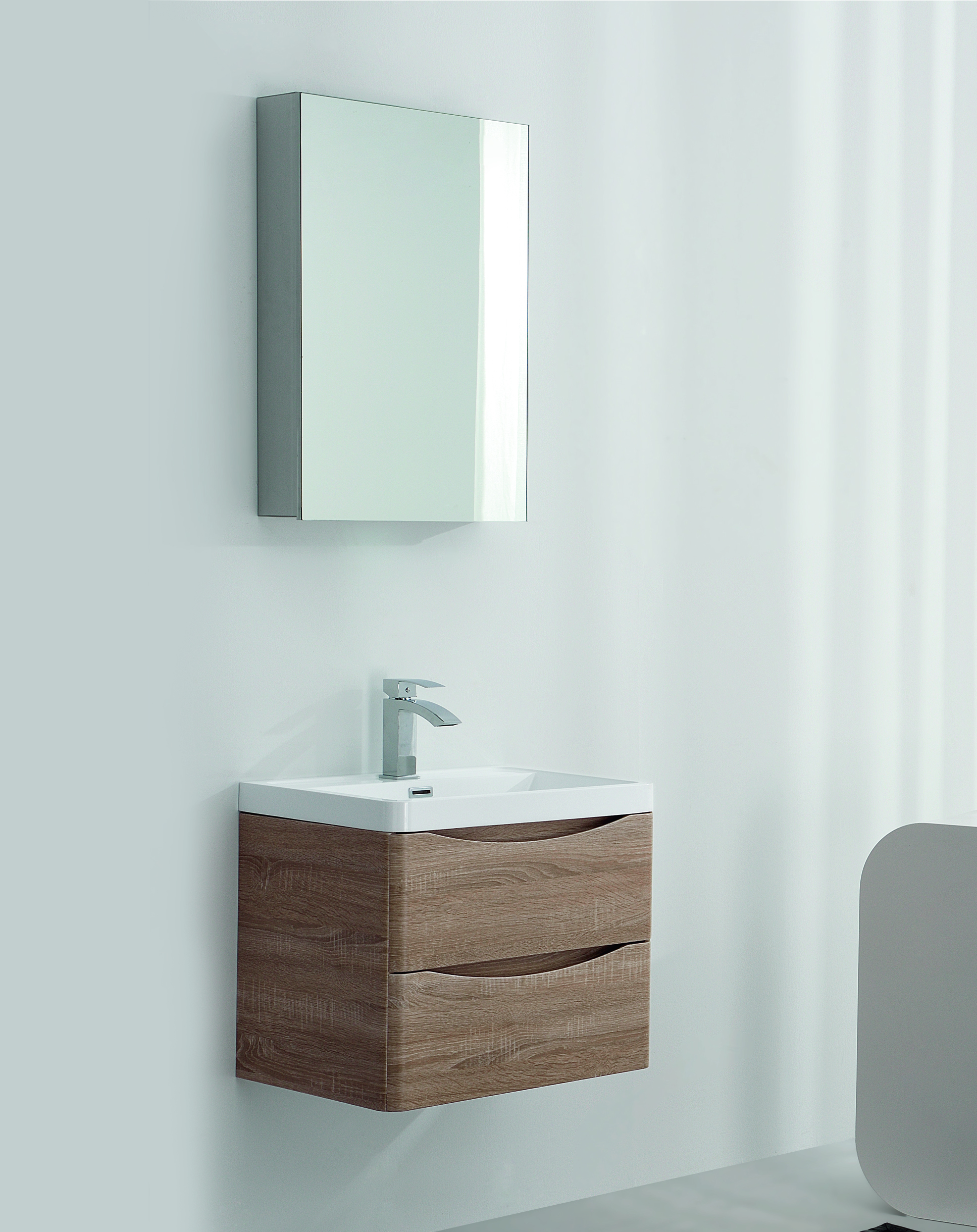 Ancona 600mm Wall Hung White Oak